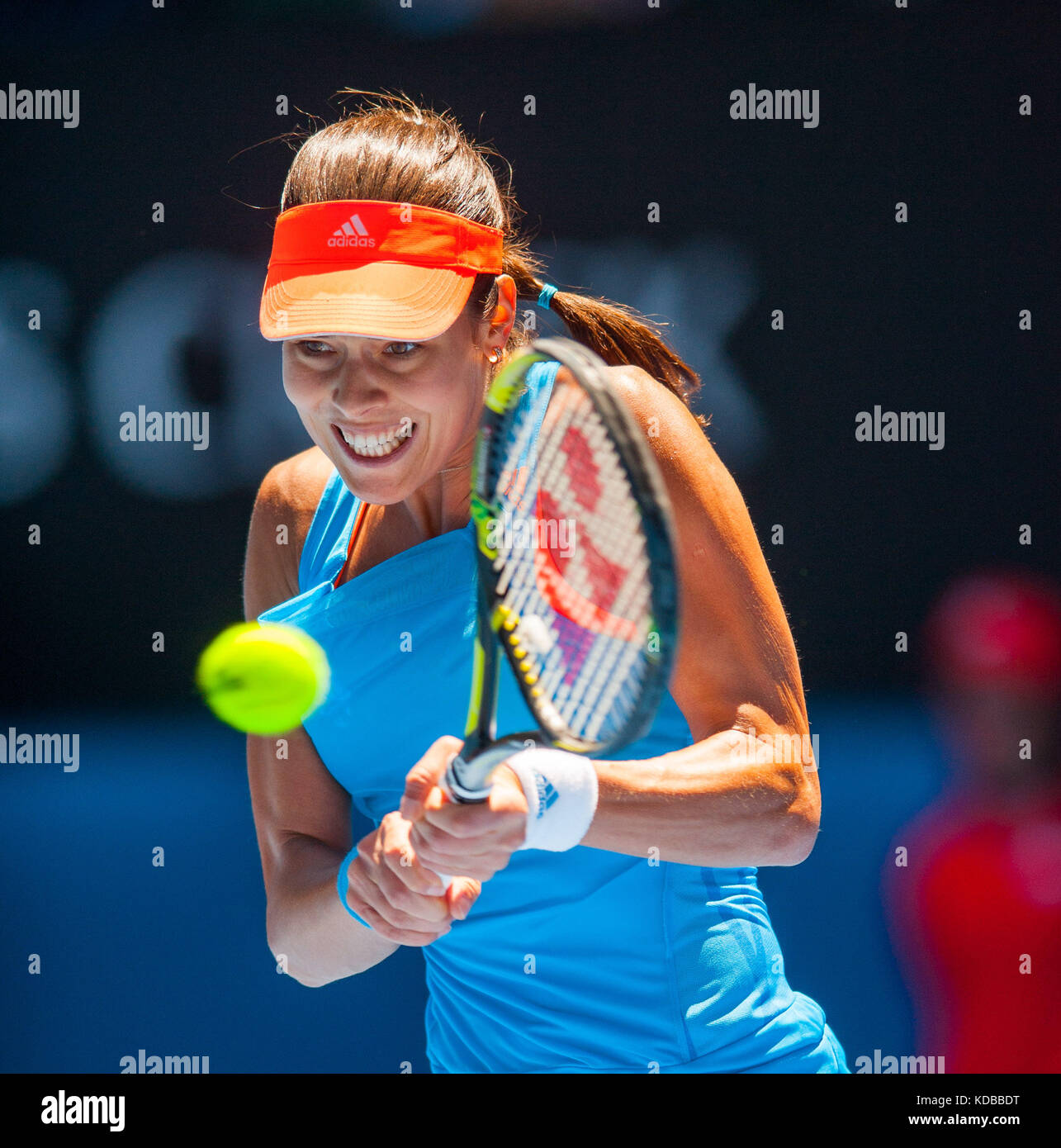 Ana Ivanovic konkurriert bei den Australian Open die Australian Open - ein Grand Slam Turnier - ist die Auftaktveranstaltung für das Tennis Kalender jährlich. Stockfoto