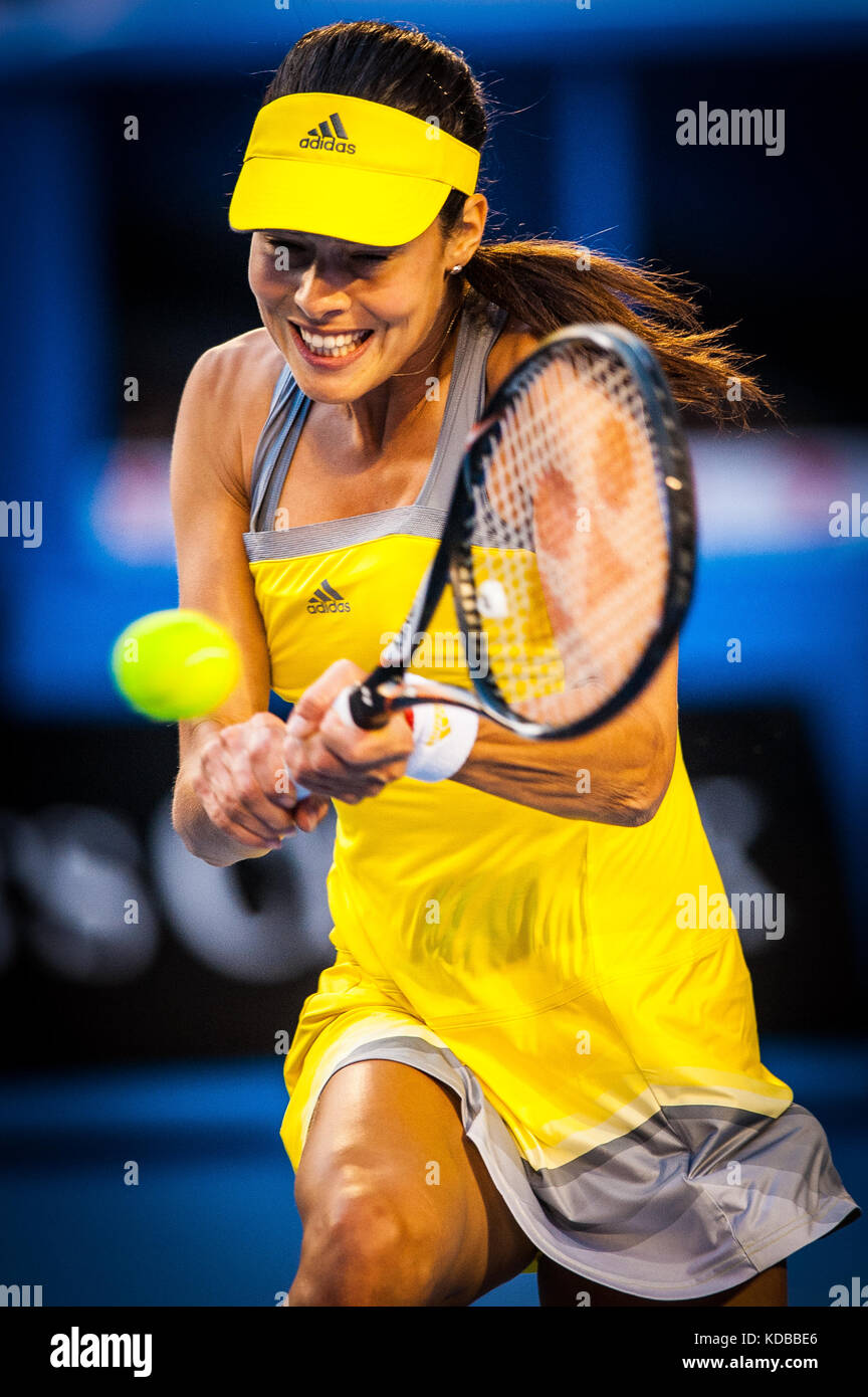 Ana Ivanovic konkurriert bei den Australian Open die Australian Open - ein Grand Slam Turnier - ist die Auftaktveranstaltung für das Tennis Kalender jährlich. Stockfoto
