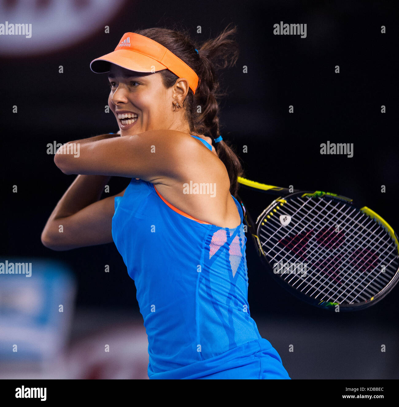 Ana Ivanovic konkurriert bei den Australian Open die Australian Open - ein Grand Slam Turnier - ist die Auftaktveranstaltung für das Tennis Kalender jährlich. Stockfoto