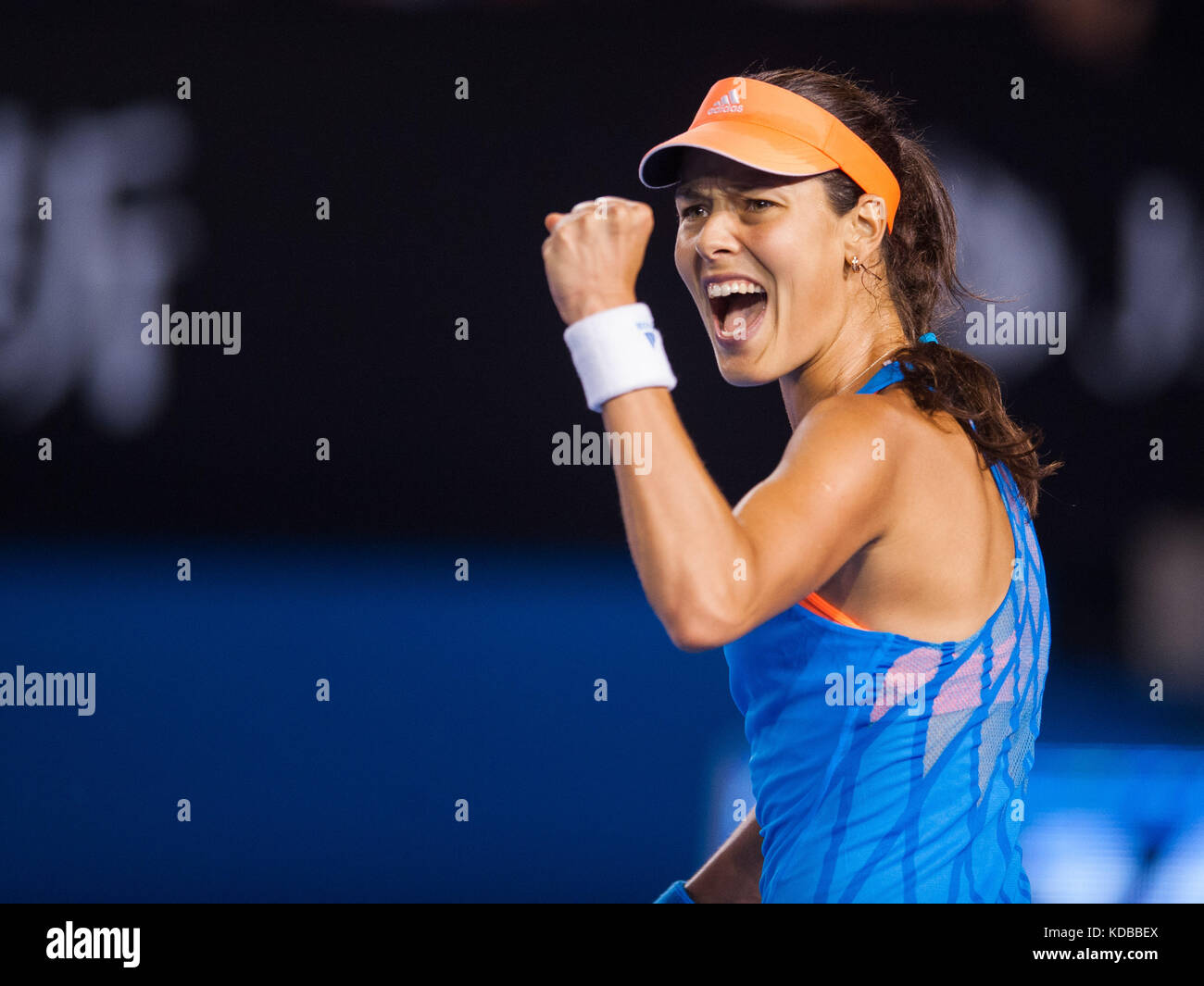 Ana Ivanovic konkurriert bei den Australian Open die Australian Open - ein Grand Slam Turnier - ist die Auftaktveranstaltung für das Tennis Kalender jährlich. Stockfoto
