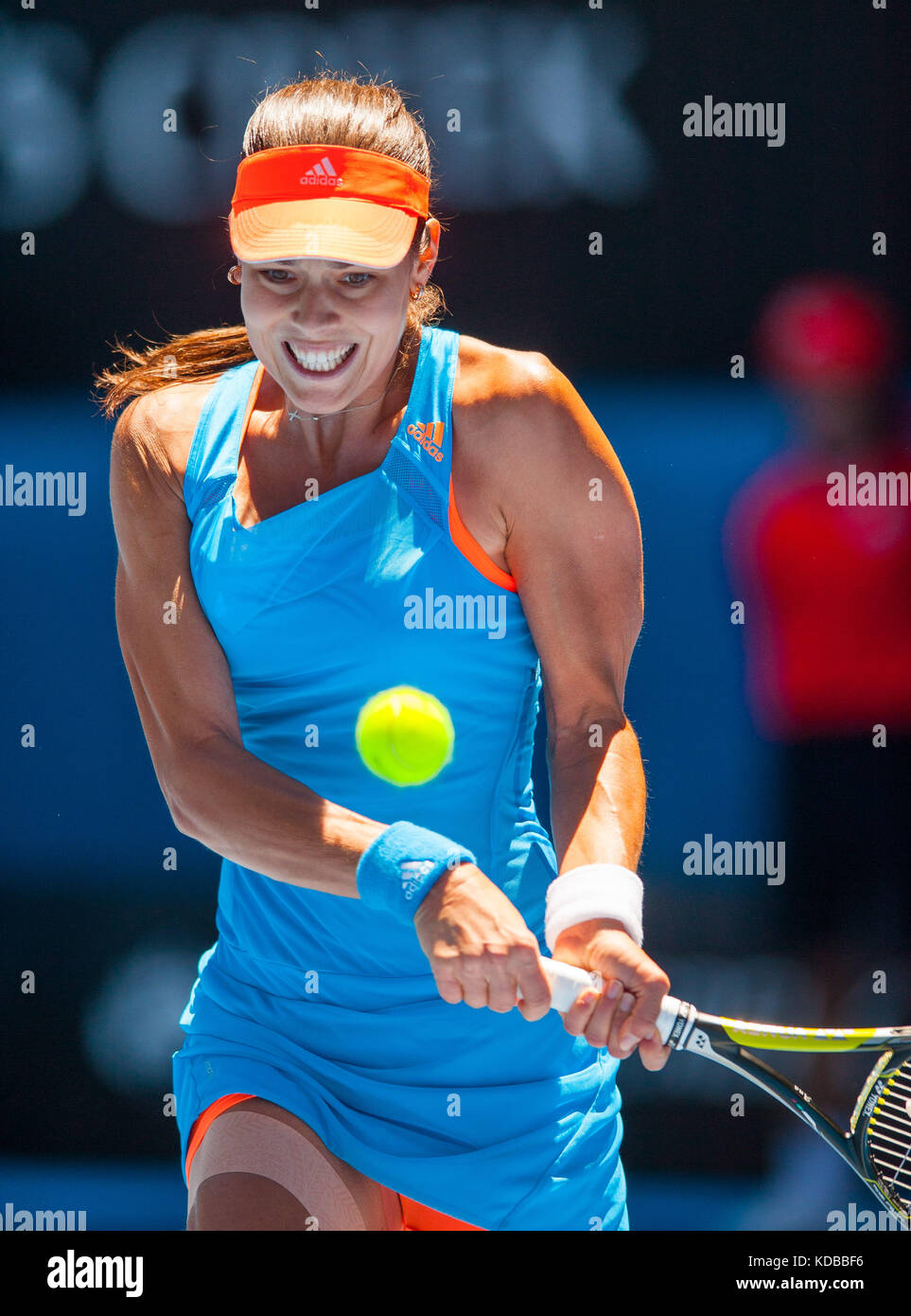 Ana Ivanovic konkurriert bei den Australian Open die Australian Open - ein Grand Slam Turnier - ist die Auftaktveranstaltung für das Tennis Kalender jährlich. Stockfoto