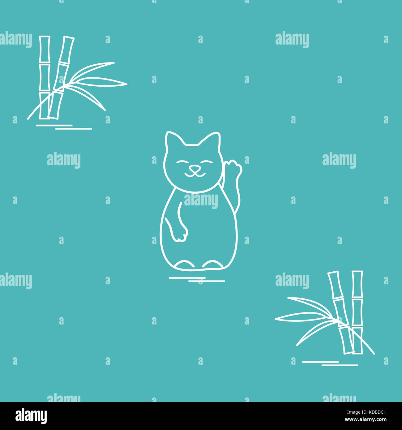 Stilisierte Symbol der japanischen Glückskatze Maneki Neko. Reisen und Freizeit. Design für Banner, Poster oder Drucken. Stock Vektor