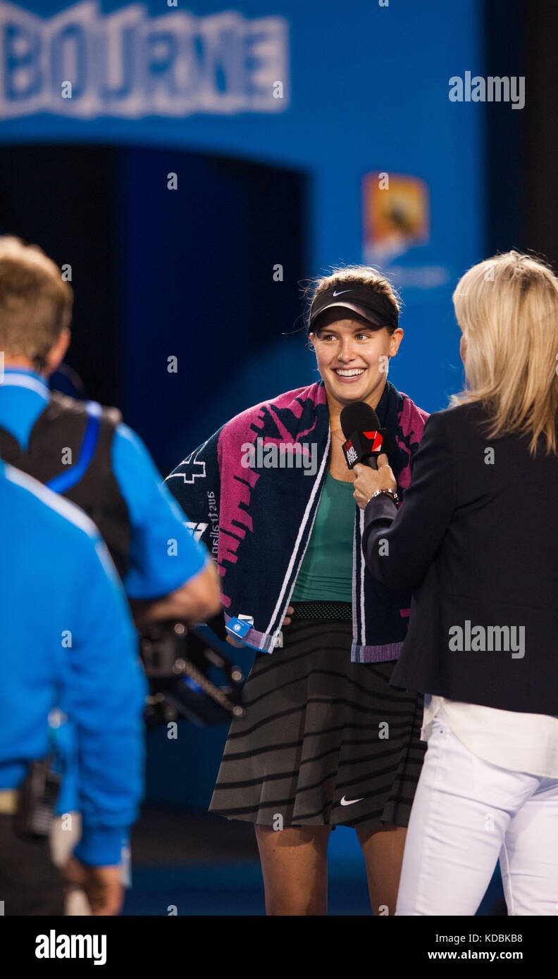 Kanadische eugenie Bouchard (Can) gewann ihren vierten Runde gegen Heimat Favorit casey dellacqua (aus) in den siebten Tag der 2014 austral Stockfoto