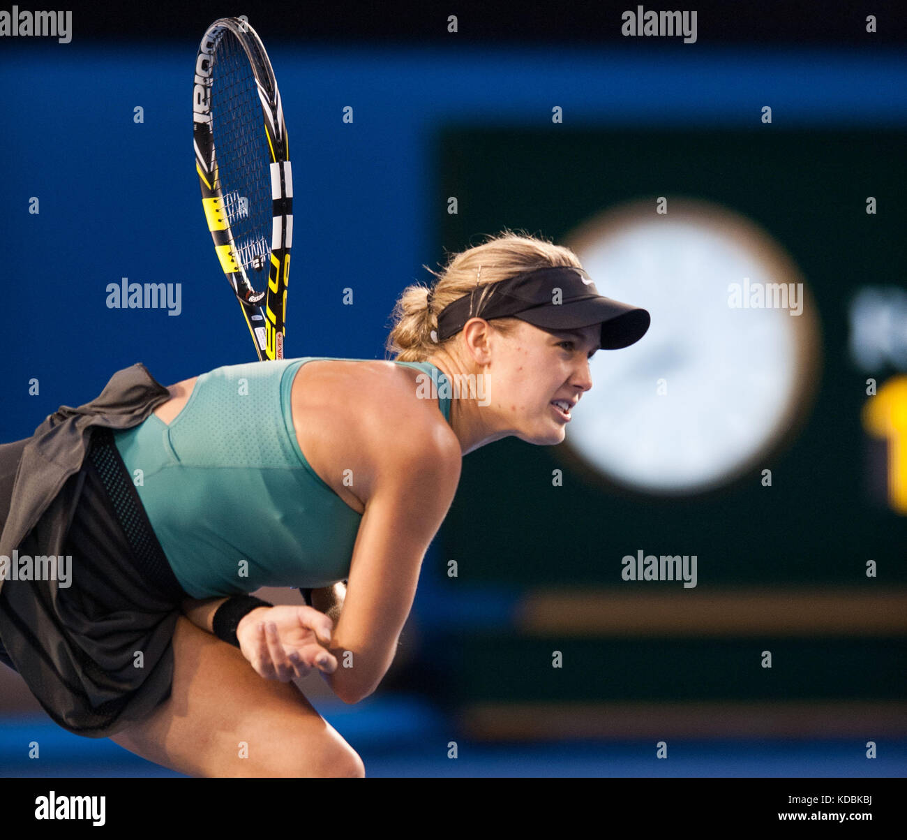 Kanadische eugenie Bouchard (Can) gewann ihren vierten Runde gegen Heimat Favorit casey dellacqua (aus) in den siebten Tag der 2014 austral Stockfoto