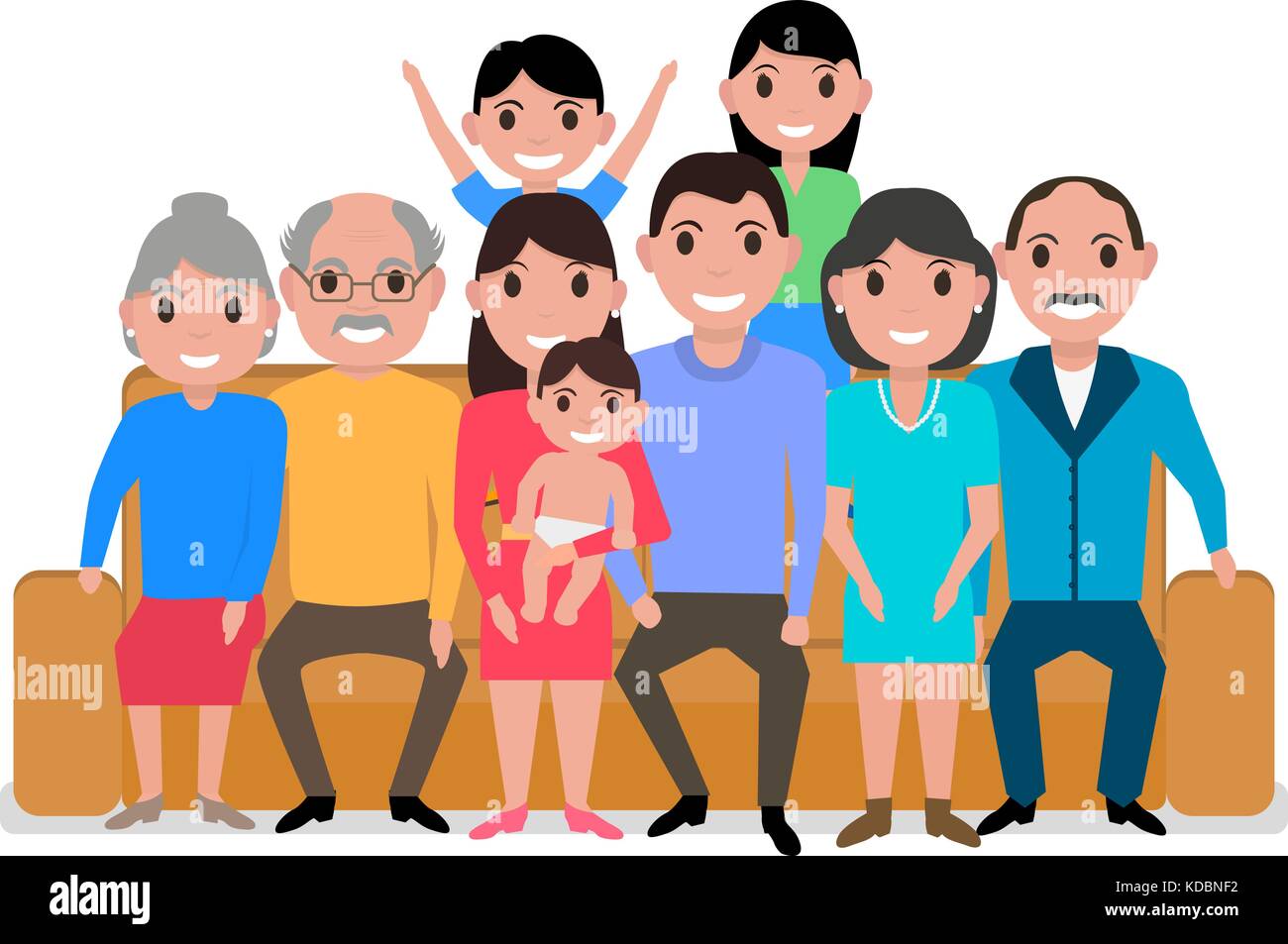 Vektor cartoon große glückliche Familie auf dem Sofa Stock Vektor