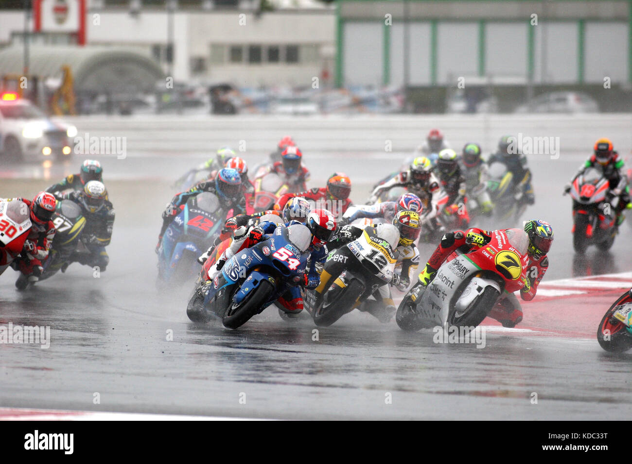 San Marino MotoGP mit: # 7 Lorenzo BALDASSARRI, # 12 Thomas LUTHI, LUETHI, # 54 Mattia PASINI Wo: Misano, Italien Wann: 10 Sep 2017 Credit: ATP/WENN.com Stockfoto