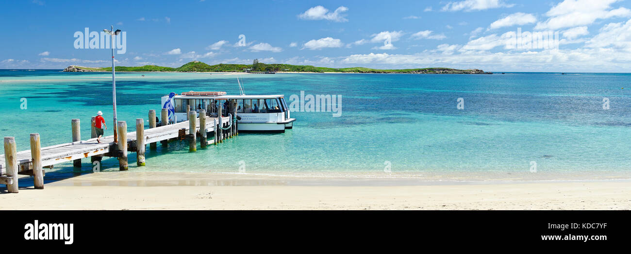 Tour Operator Fähre Fertig zum Abflug Insel zu Pinguin, Rockingham Stockfoto