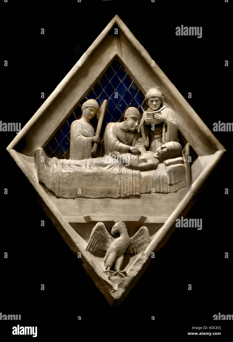 Die letzte Ölung: Maso Di Banco, 1337-1341 Pisano 1290-1348 ist Architekt und Bildhauer Workshop begann etwa 1336 mit den Reliefs für die Campanile (die Kathedrale von Santa Maria del Fiore in Florenz) 1336 Florenz Italien (Museo dell'Opera del Duomo) Stockfoto