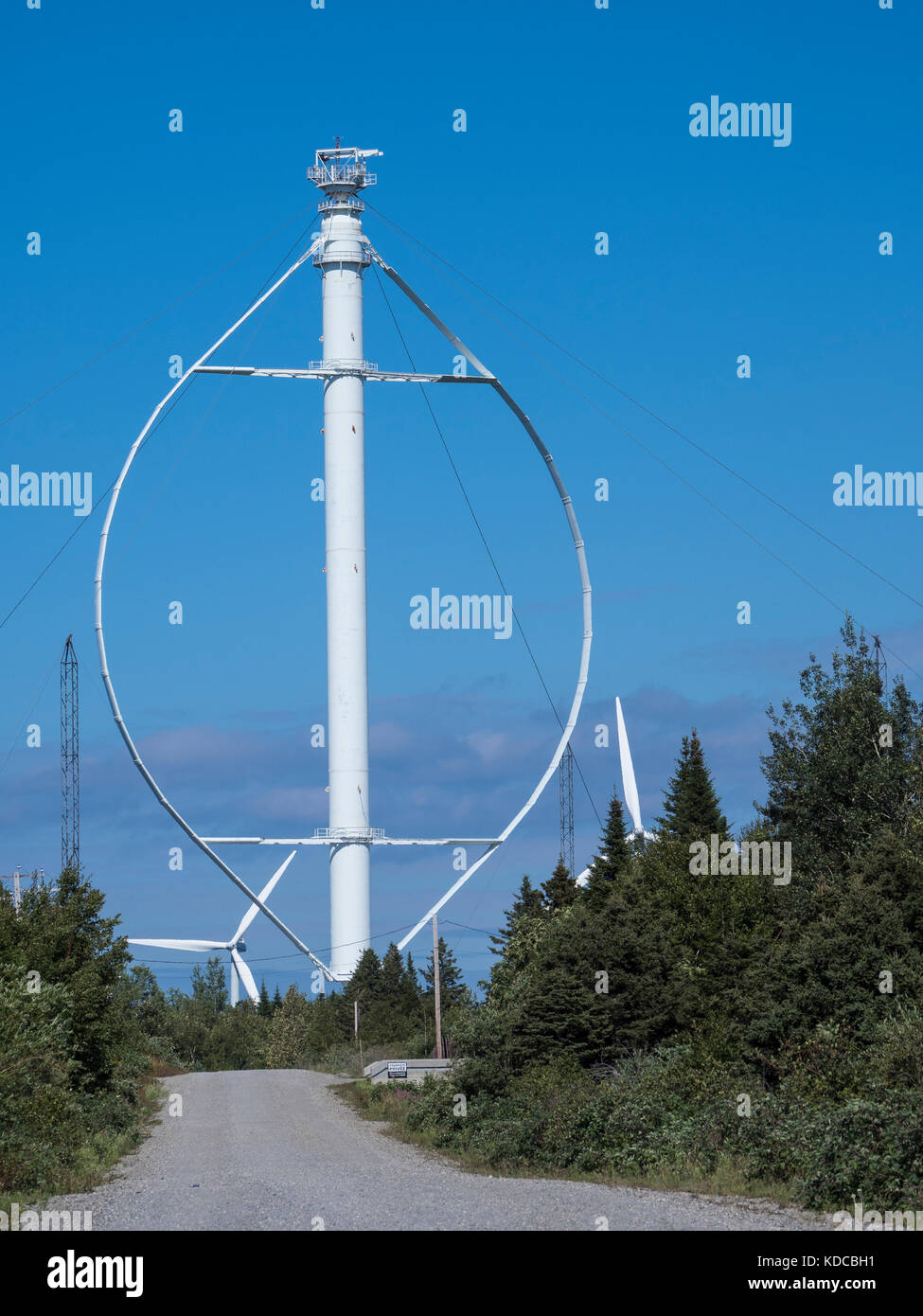 Eole, die weltweit höchste vertikale Achse Windmill, Dorf Chibougamau, Gaspe Halbinsel, Quebec, Kanada. Stockfoto