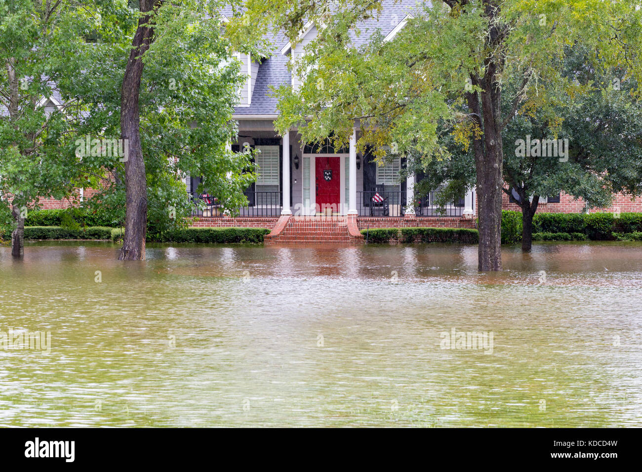Einen allgemeinen Überblick über einen überfluteten Haus in Houston Bereich während des Hurrikans Harvey Stockfoto