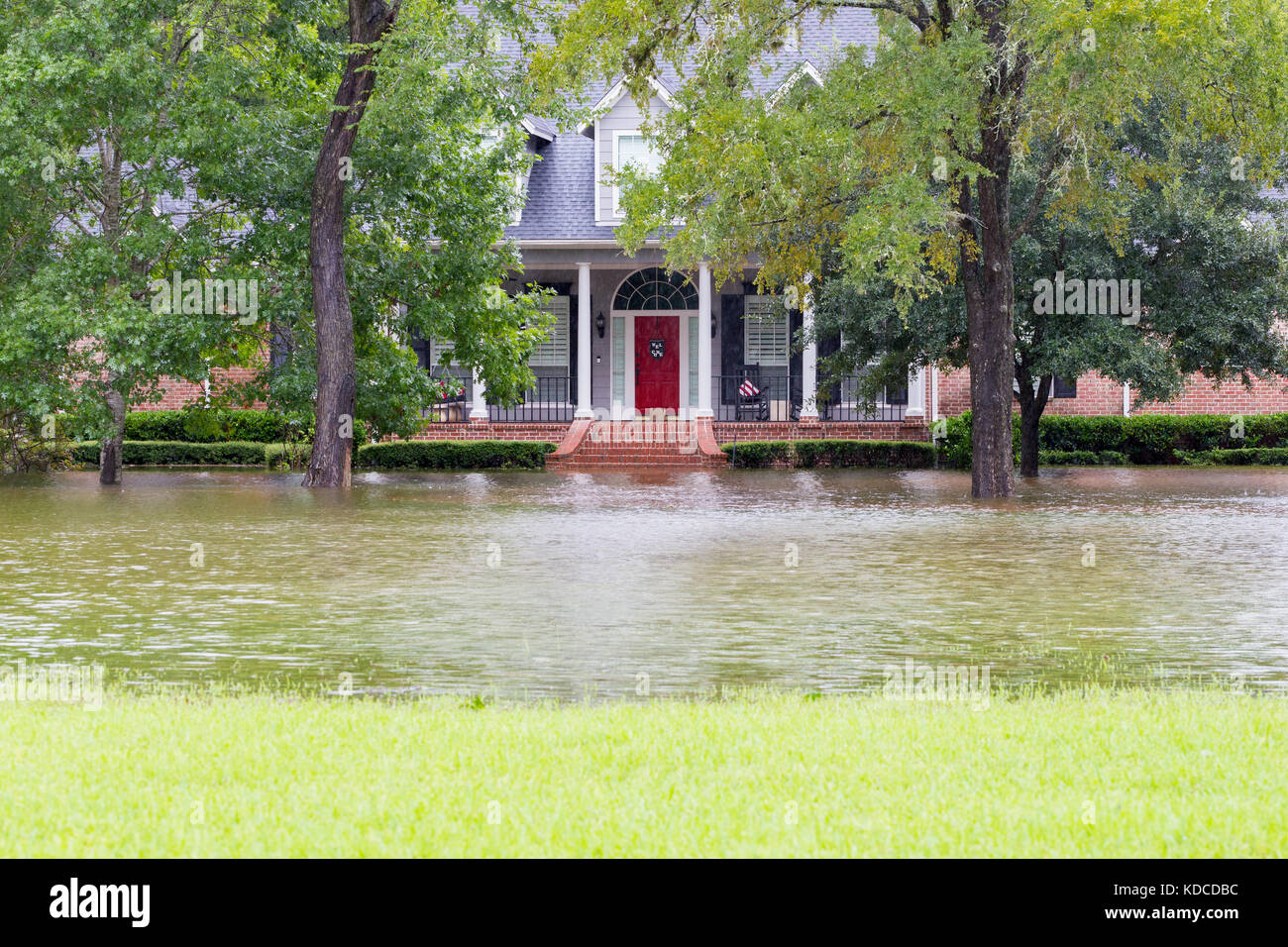 Einen allgemeinen Überblick über einen überfluteten Haus in Houston Bereich während des Hurrikans Harvey Stockfoto