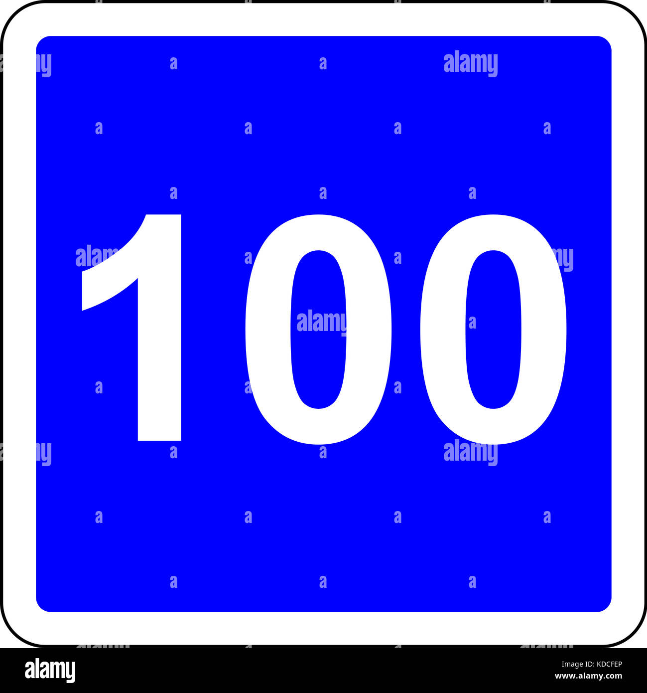 Schild mit vorgeschlagenen Geschwindigkeit von 100 km/h Stockfoto