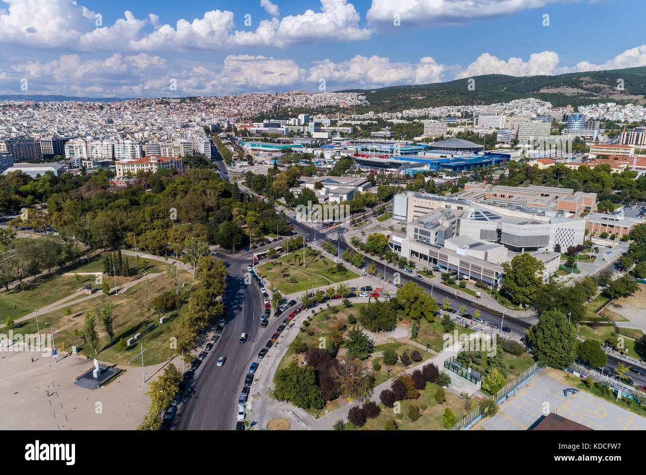 Luftaufnahme des städtischen Park im Zentrum der Stadt Thessaloniki, Griechenland Stockfoto
