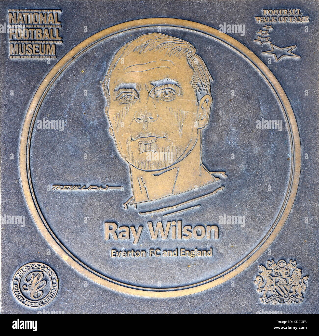 Ray Wilson Plakette an der National Football Museum Stockfoto