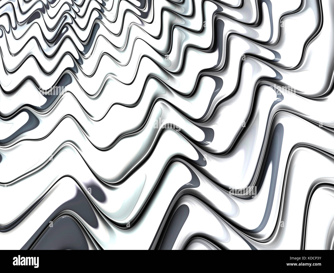 Silver Flow - Fraktales Muster in Silber Stockfoto