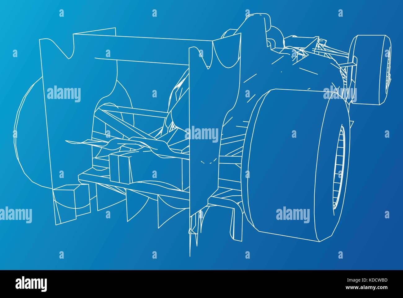 Rückansicht Rennwagen. Abstrakte Zeichnung. tracing Abbildung der 3d. Stock Vektor