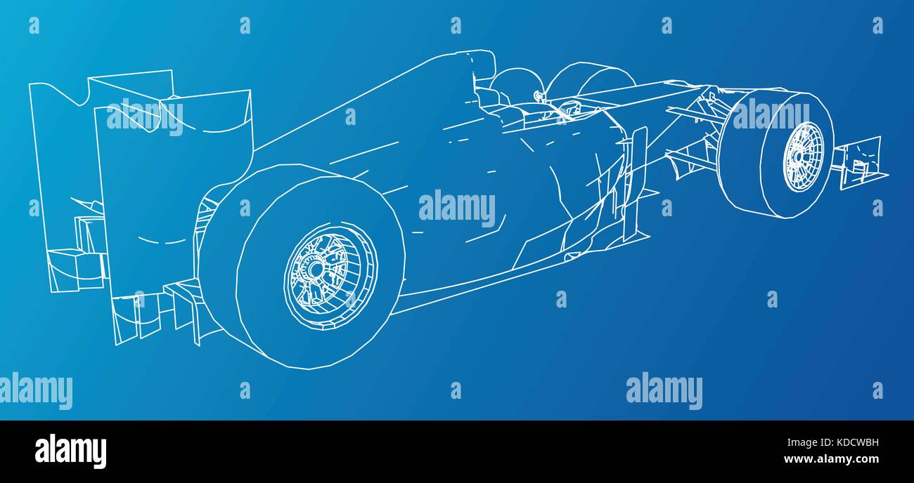 Rennwagen. wire-frame.eps 10 Format. Vektor erstellt von 3d. Stock Vektor