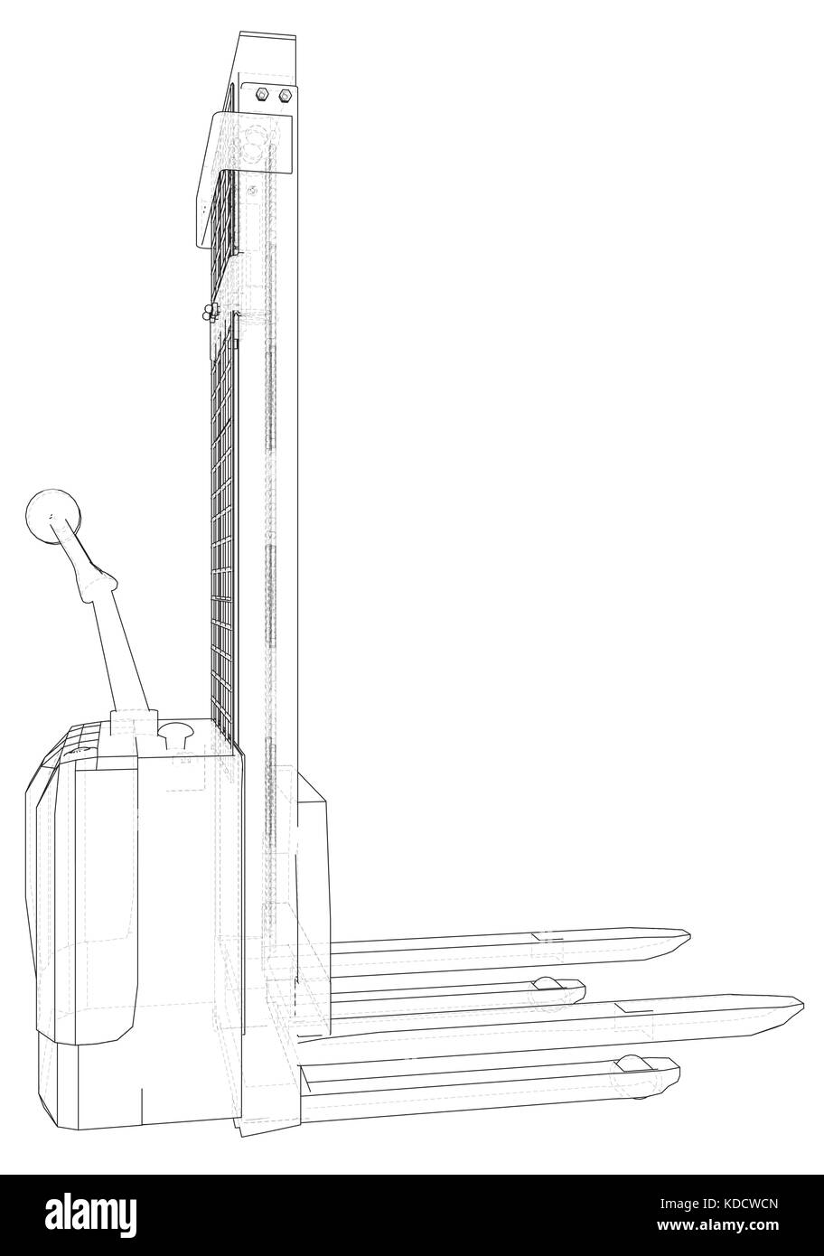 Kleinen Lager Gabelstapler. Abstrakte Zeichnung. tracing Abbildung: 3d Stock Vektor