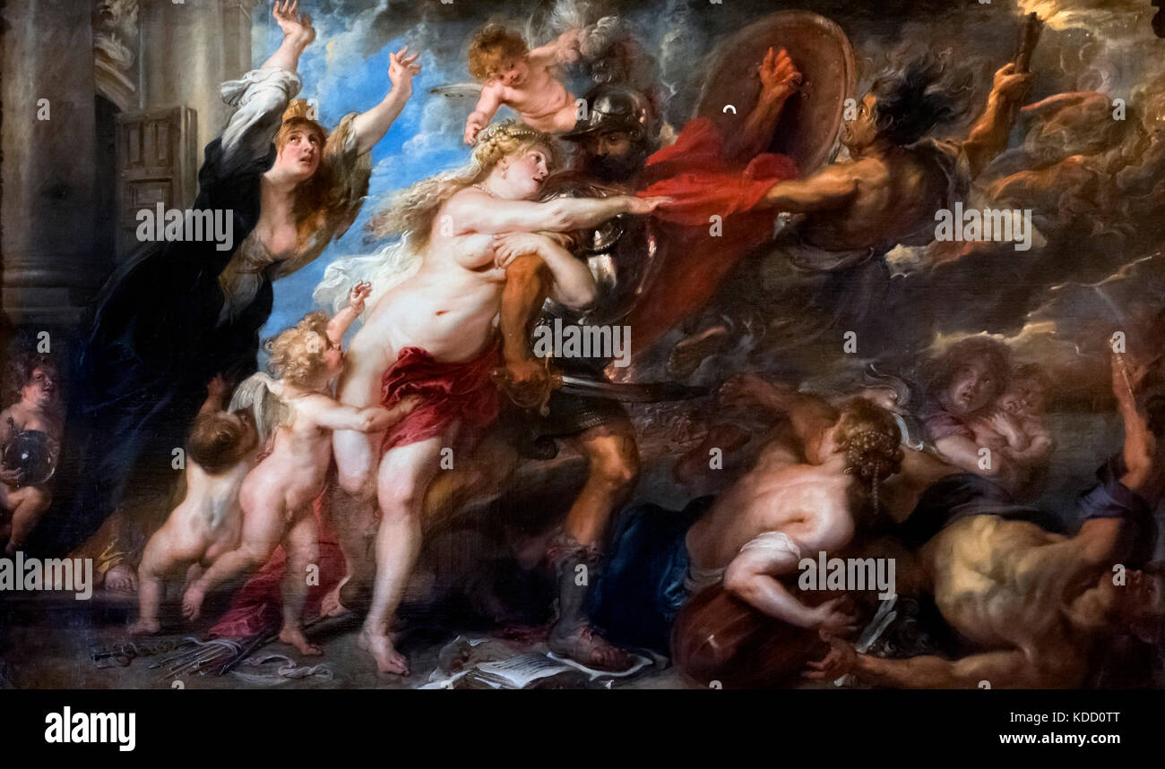 Die Folgen des Krieges (auch als die Schrecken des Krieges bekannt) von Peter Paul Rubens (1577-1640), Öl auf Leinwand, c. 1637/8. Das Gemälde ist ein Kommentar auf die dreißig Jahre Krieg in Europa (1618-1648) Stockfoto