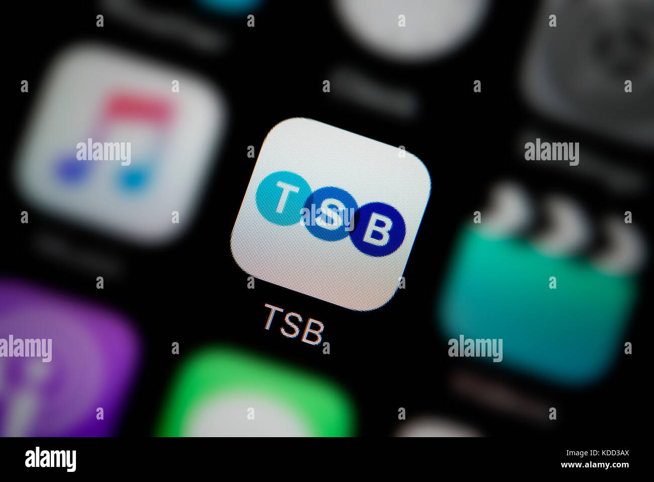Eine Nahaufnahme des Logo für TSB App Symbol, wie auf dem Bildschirm eines Smartphones (nur redaktionelle Nutzung) Stockfoto