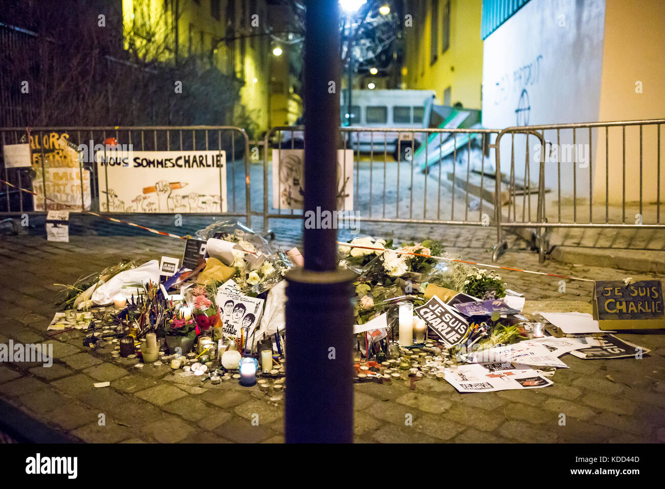 Hommage an die Opfer von Charlie Hebdo Tötung in Paris der 7. Januar 2015. Stockfoto