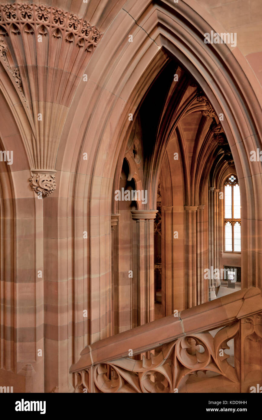 Gotische Bögen in der John Rylands Library, Manchester Stockfoto