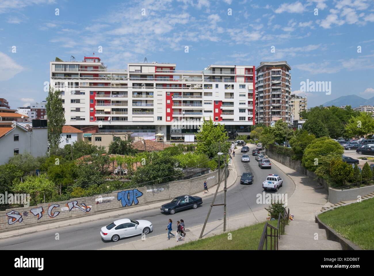 Hauptstadt von Albanien Tirana Mai 2017 - ish-blloku ex-Block | Verwendung weltweit Stockfoto