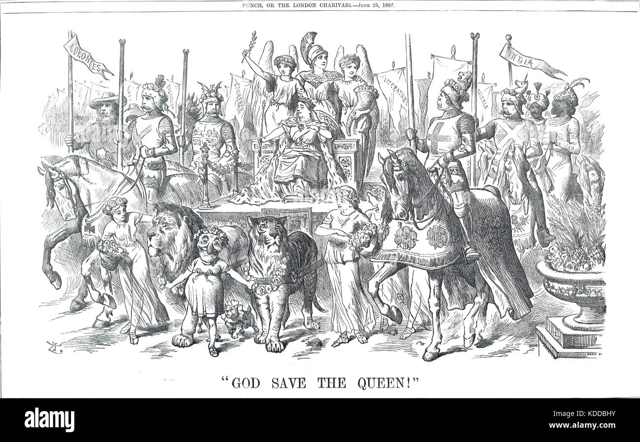 Queen Victoria's Jubilee Year, Punch Cartoon von 1887 Stockfoto