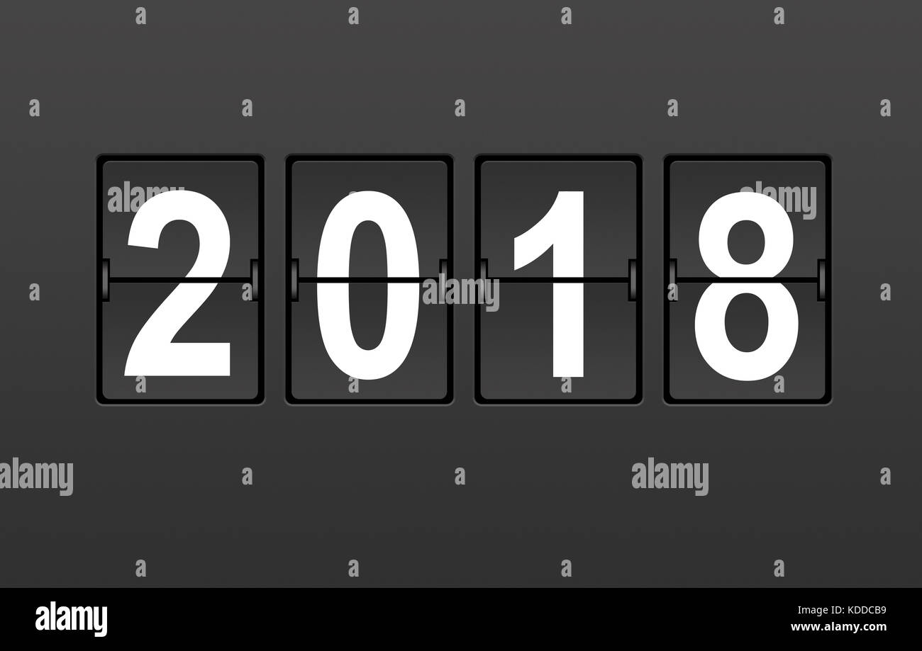 2018 Jahr auf der Split-klappe Anzeige Stockfoto