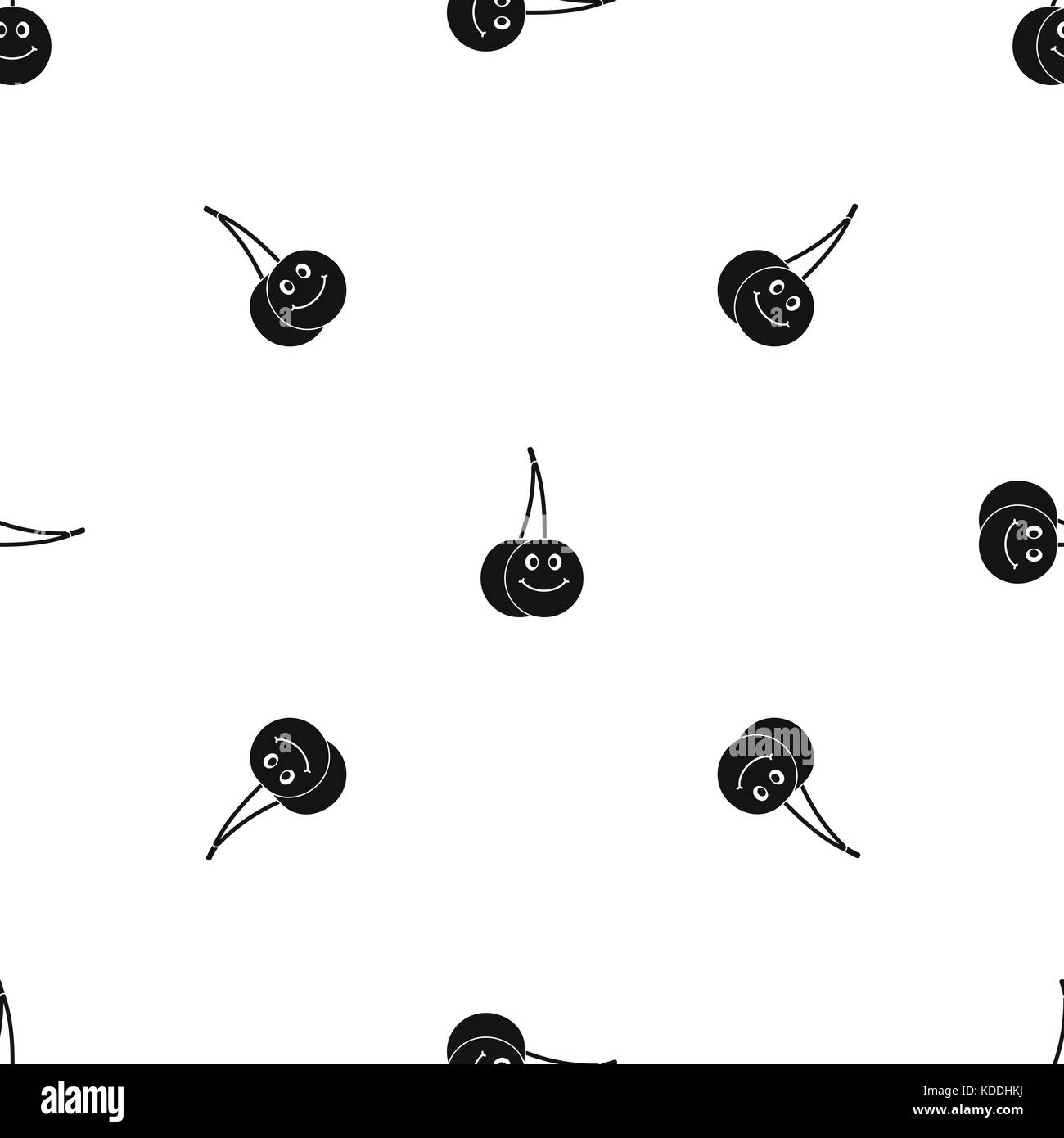 Reif lächelnd cherry Muster nahtlose Schwarz Stock Vektor