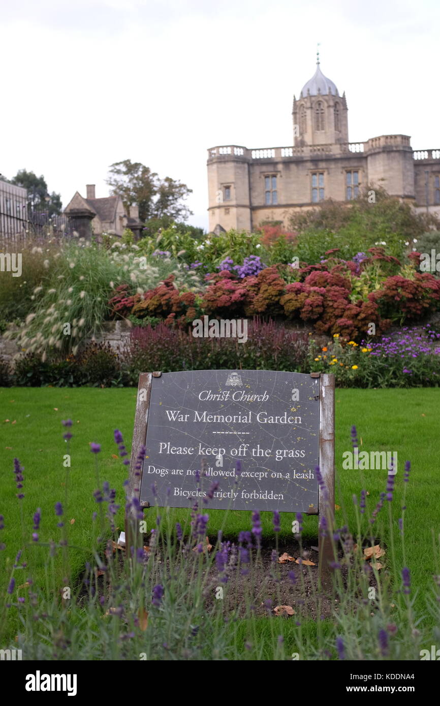 Oxford Oxfordshire UK - Christ Church College und Christ Church Memorial Garden im Stadtzentrum Stockfoto