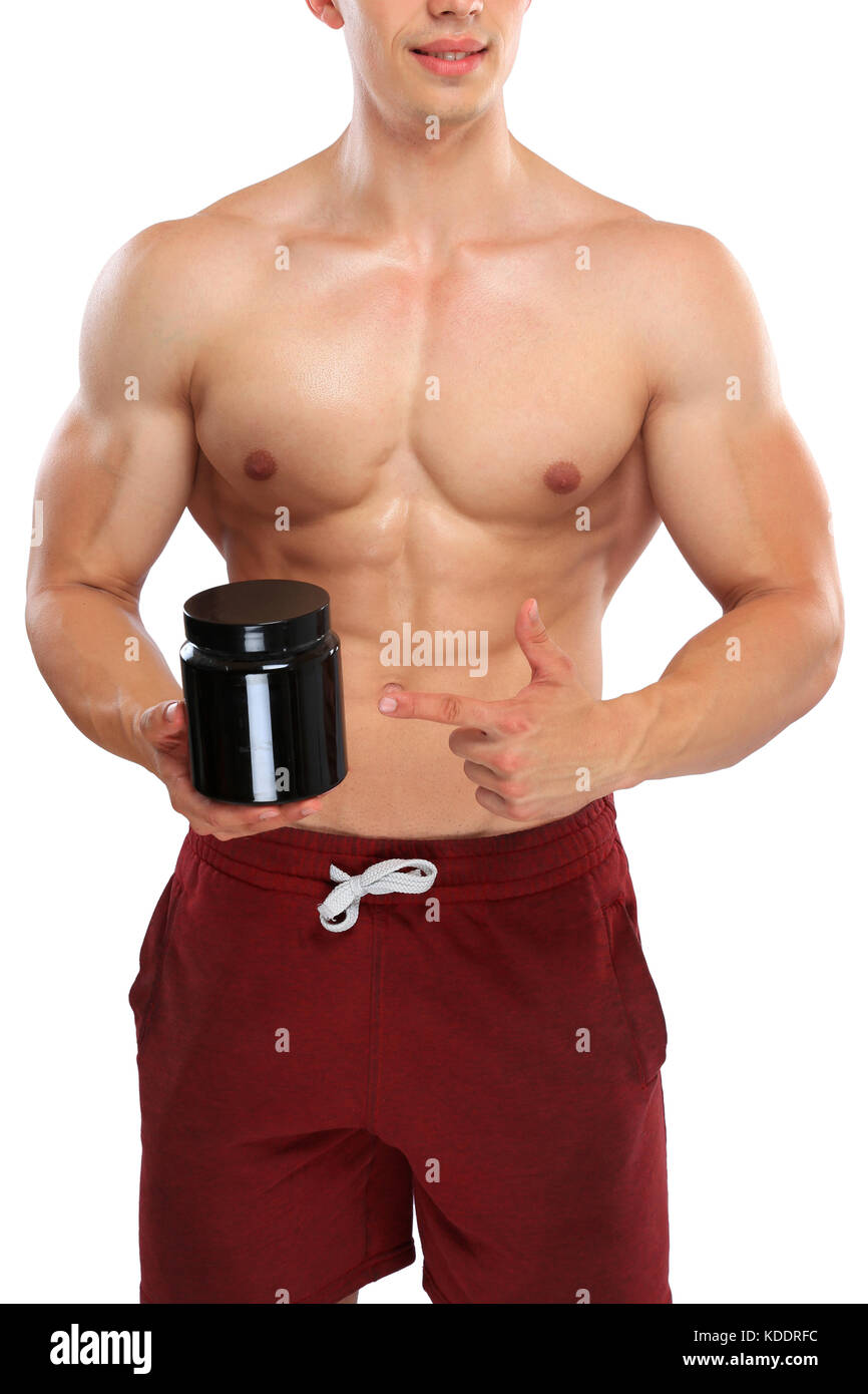Doping Anabolic Protein Bodybuilder bodybuilding Hochformat Muskeln stark muskulöse Mann Stockfoto