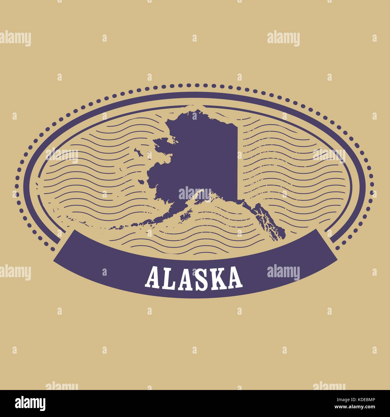 Alaska Karte Silhouette - ovaler Stempel Stock Vektor