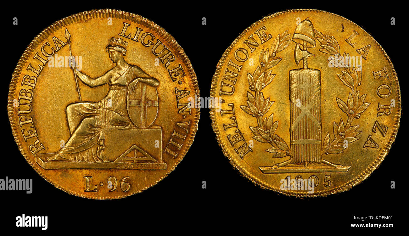 Ligurische Republik 1805 96 Lira Stockfoto