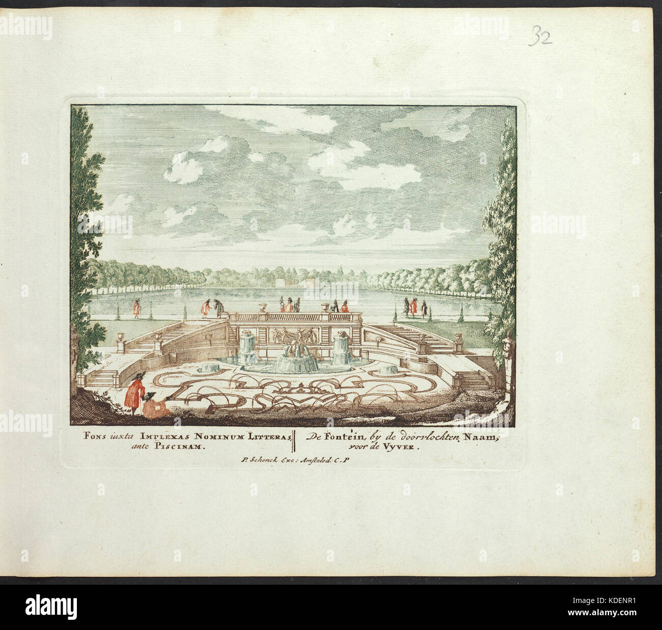 Paleis Het Loo De Fontein bij de doorvlochten Naam voor de vijver (7985075211) Stockfoto