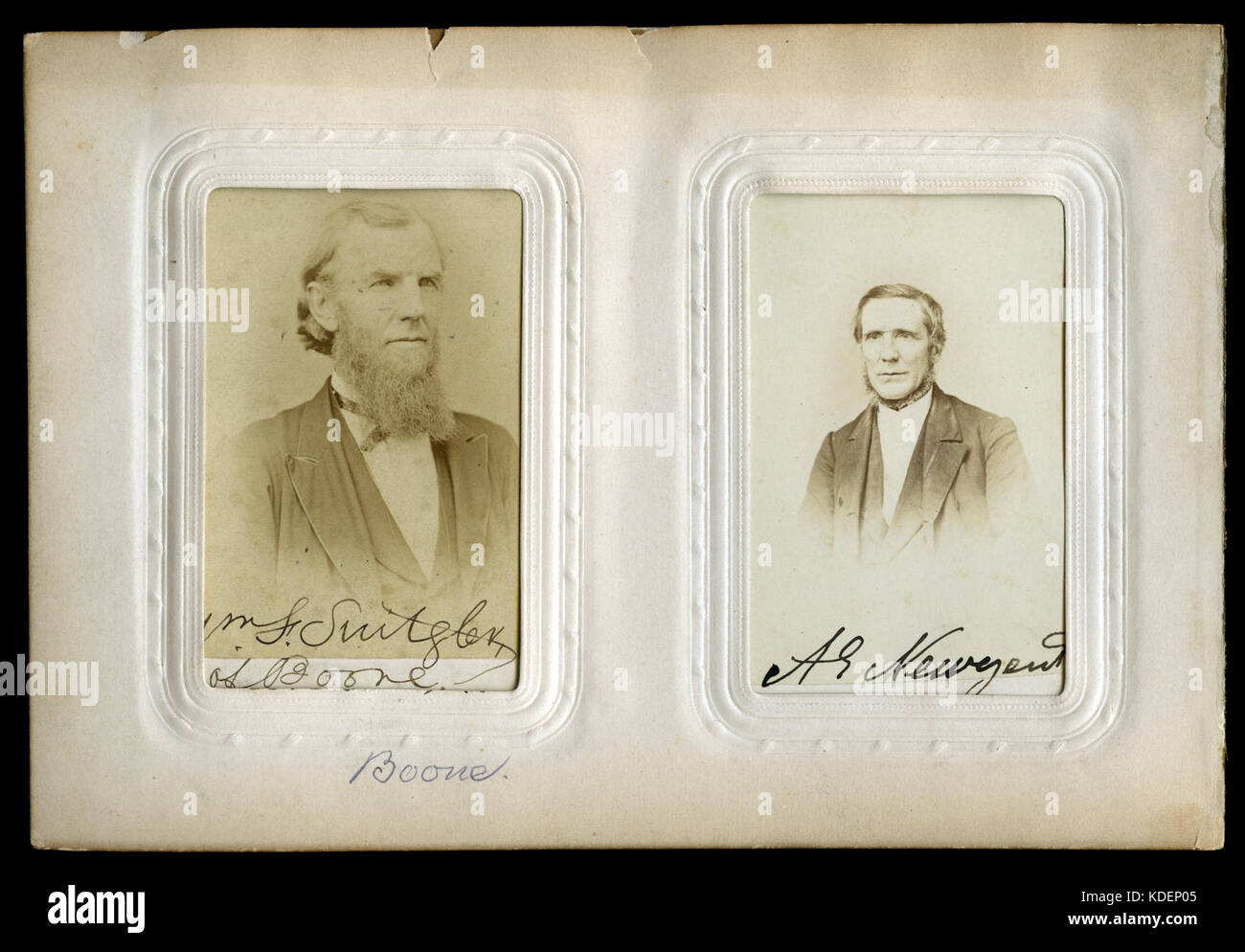 Missouri Verfassungskonvent von 1865 Album Seite mit William F. Switzler und Andrew G. Nugent Stockfoto