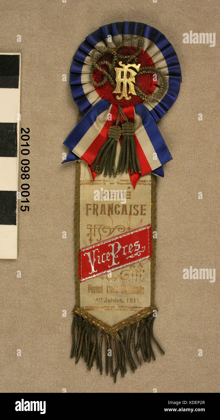Stift mit aufwendigen Band für Vice Presidend 1911 Fete Francaise Stockfoto
