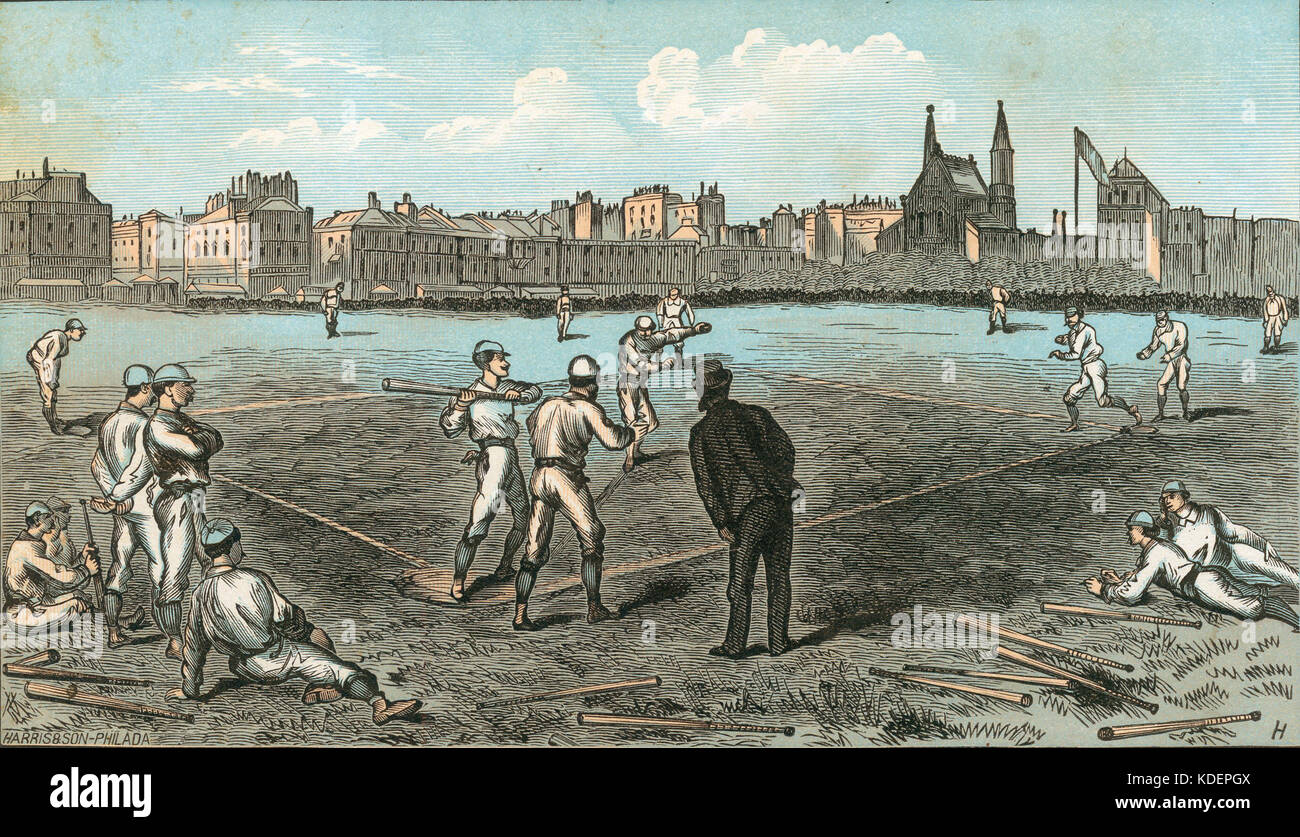 Szene eines späten neunzehnten Jahrhundert städtischen professionellen Baseball Spiel Stockfoto