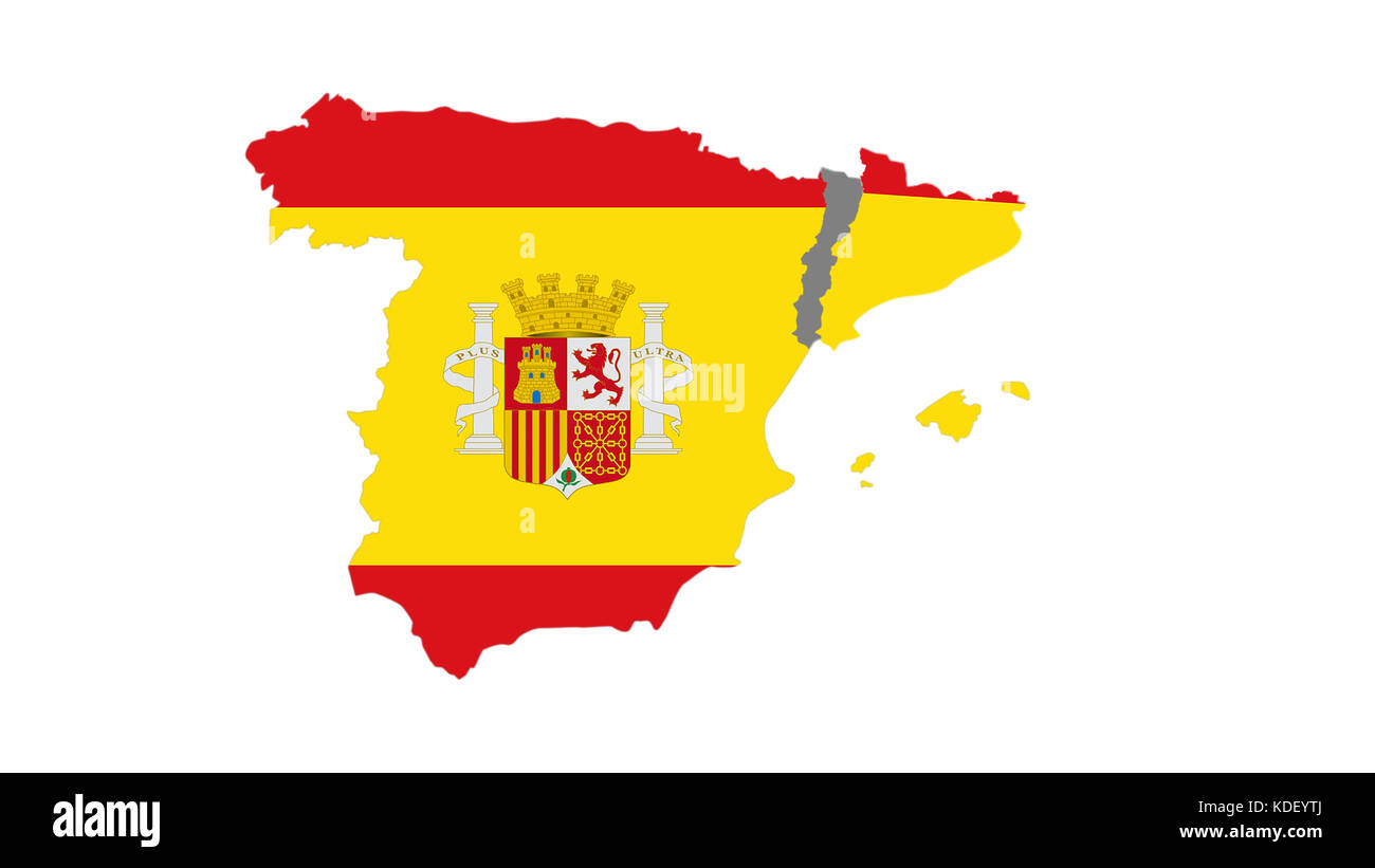 Catalunya aus Spanien Flagge auf weißem Hintergrund Stockfoto