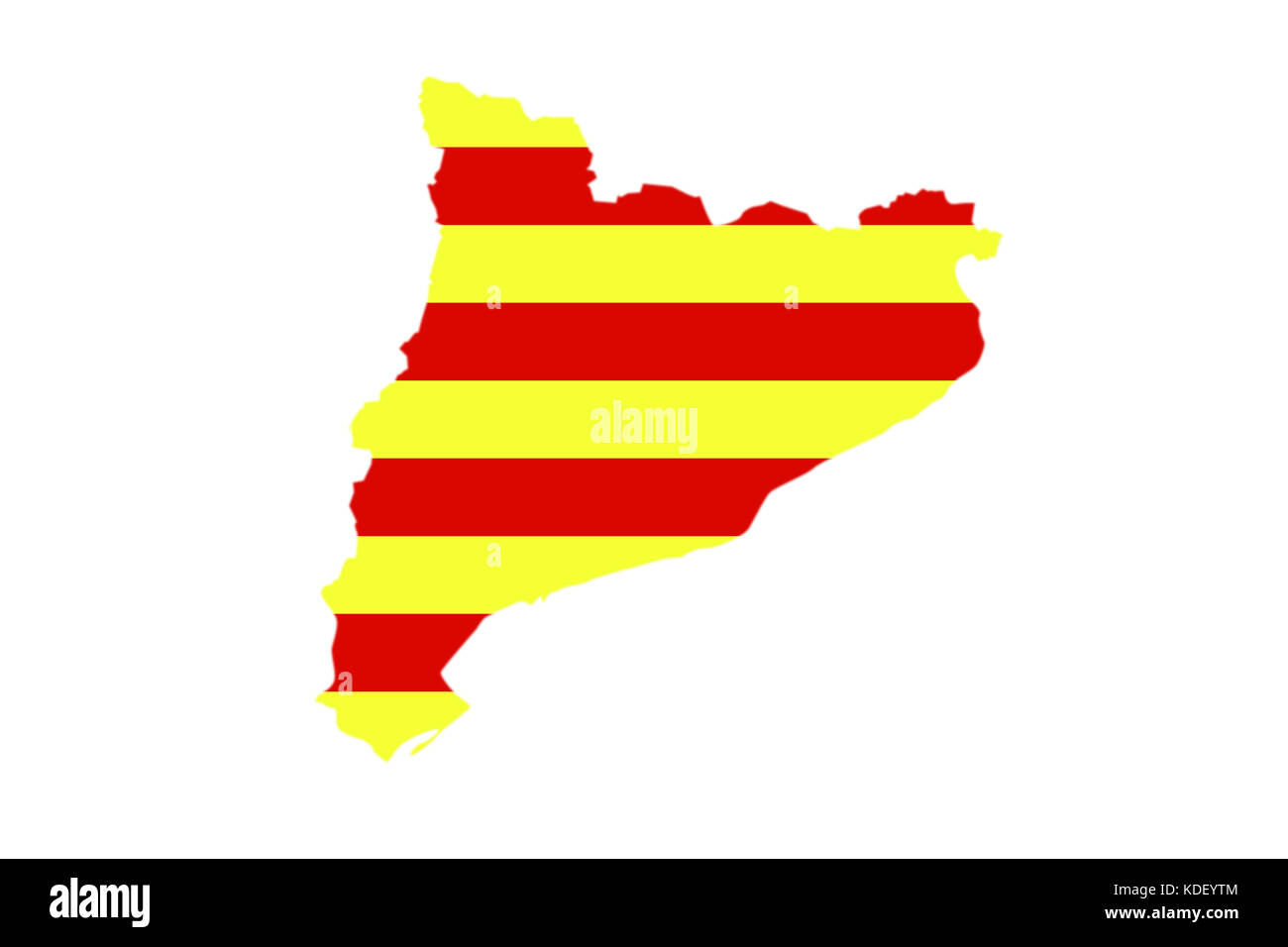 Auf catalunya Flagge schließen auf weißem Hintergrund Stockfoto