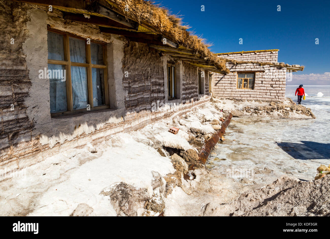 Salz Haus am Salar de Uyuni, Bolivien Stockfoto