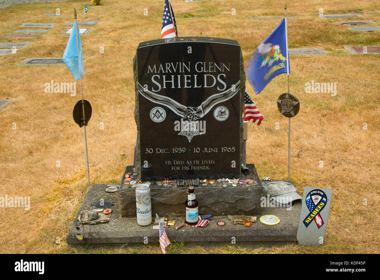 Grab von Ehrenmedaille Empfänger Marvin Glenn Schilde, Gardiner Friedhof, Gardiner, Washington Stockfoto