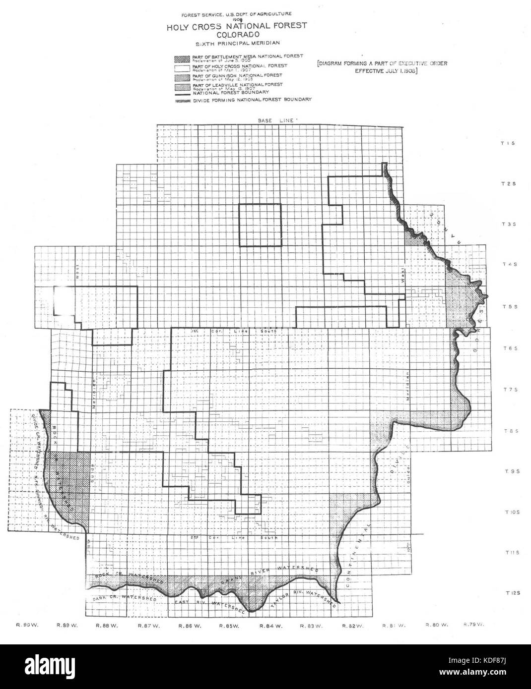 Dieser Eintrag bezieht sich auf den Holy Cross National Forest, wobei EO 870 möglicherweise ein spezifisches Dokument oder eine Verordnung im Zusammenhang mit der Waldbewirtschaftung oder -Geschichte darstellt. Stockfoto