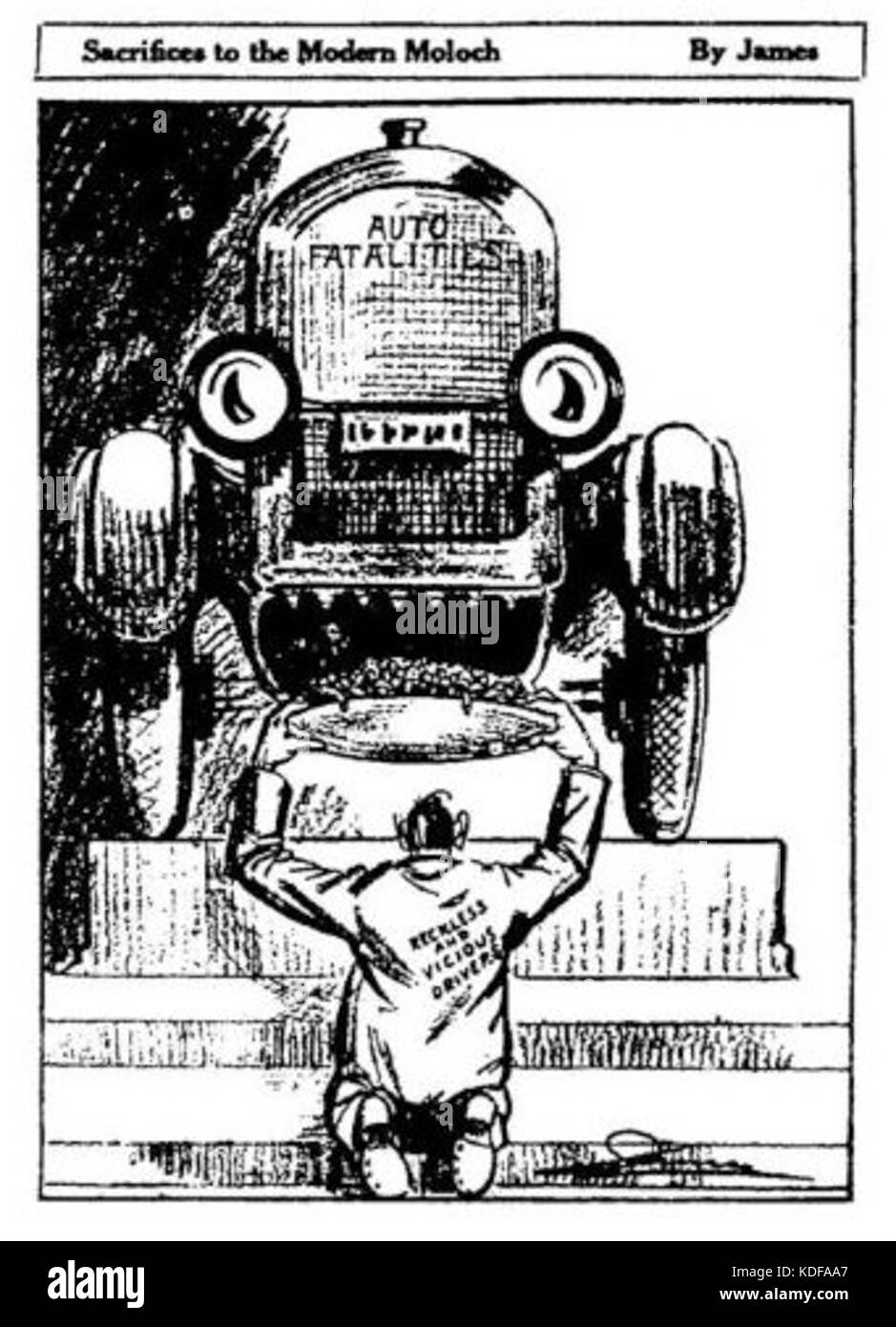 Der Ausdruck "Opfer für den modernen Moloch" bezieht sich auf gesellschaftliche Probleme und Kämpfe in der modernen Zeit und symbolisiert die Auswirkungen des technologischen und wirtschaftlichen Drucks auf den Einzelnen. Stockfoto