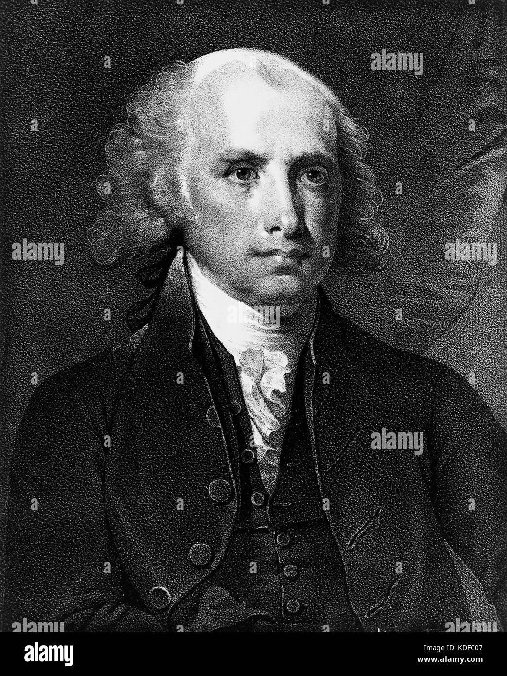 James Madison Lithographie Hälfte portrait Detail Stockfoto