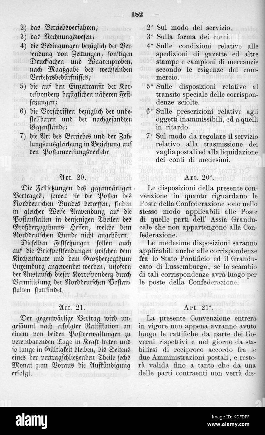 Norddeutsches Bundesgesetzblatt 1869 020 182 Stockfoto