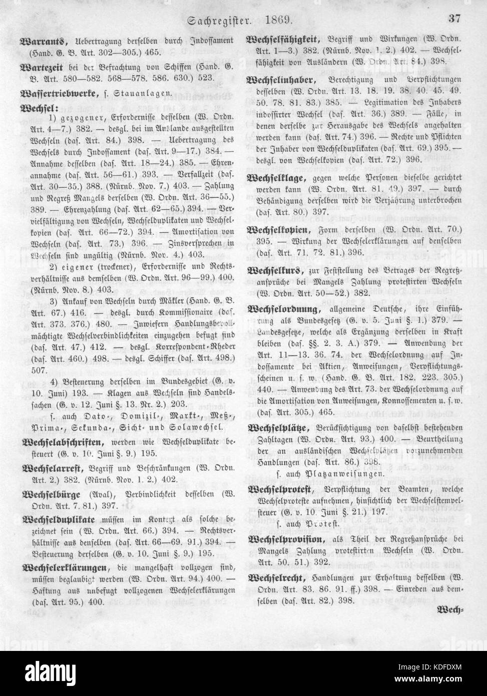 Norddeutsches Bundesgesetzblatt 1869 999 037 Stockfoto