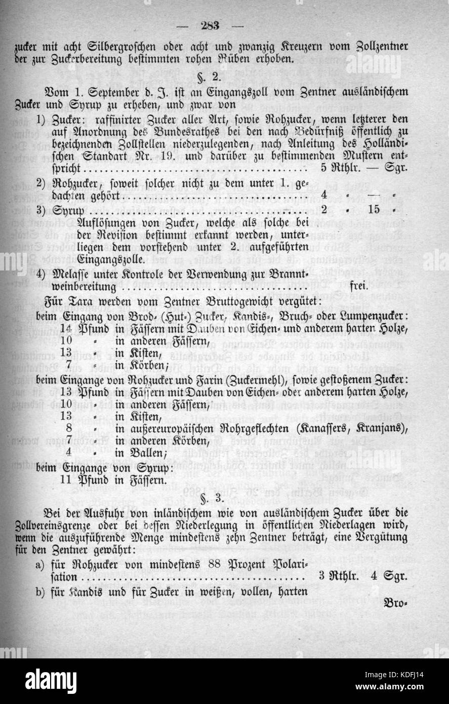 Norddeutsches Bundesgesetzblatt 1869 026 283 Stockfoto