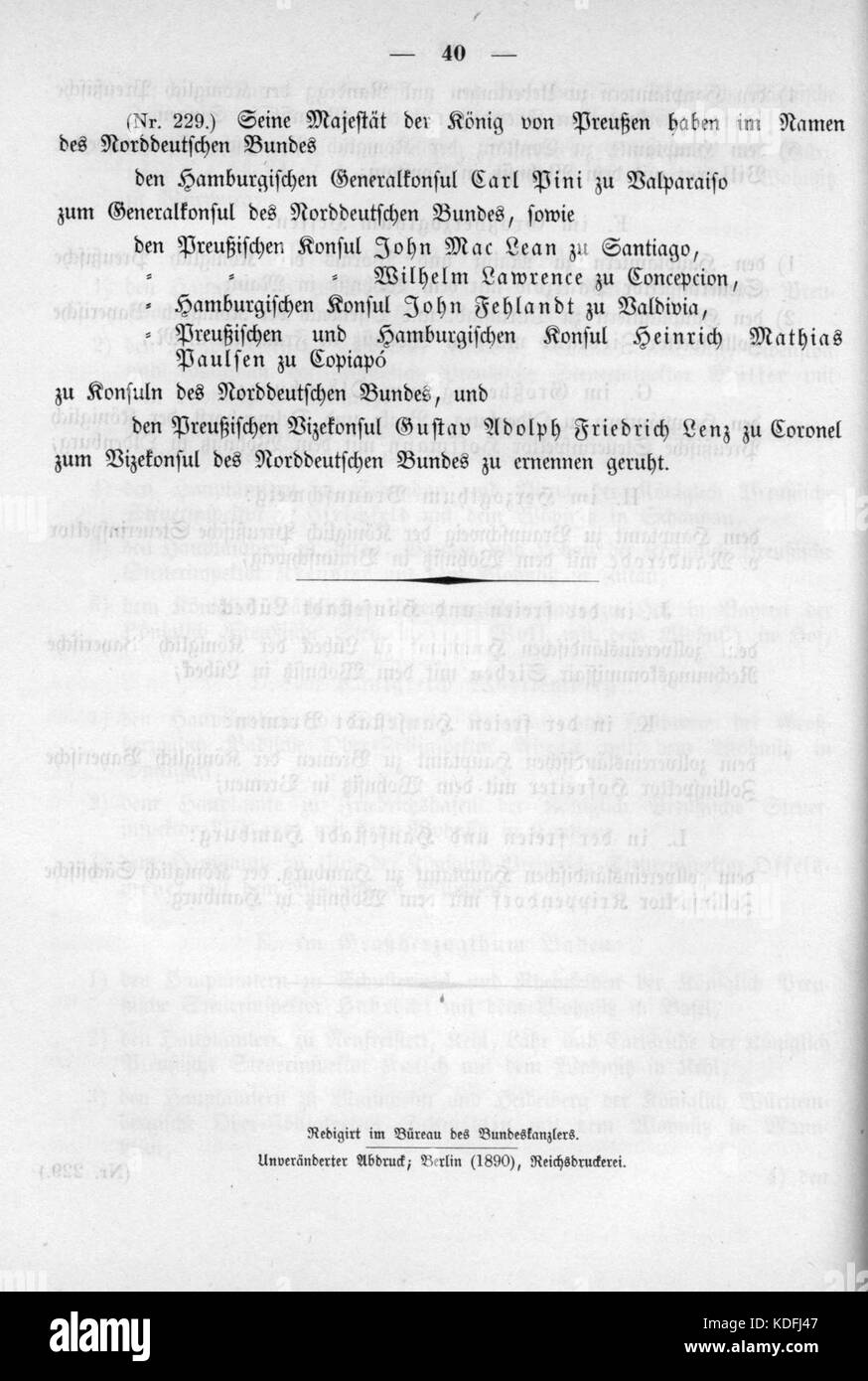 Norddeutsches Bundesgesetzblatt 1869 002 040 Stockfoto