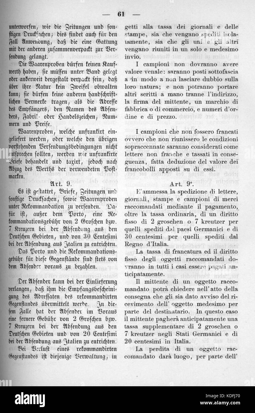 Norddeutsches Bundesgesetzblatt 1869 008 061 Stockfoto